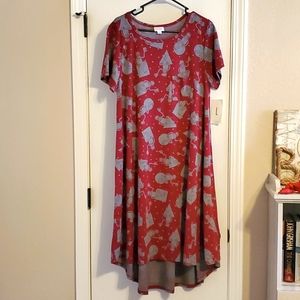 NWT LulaRoe Disney Carly dress Women's Size Large Pink/Gray Kermit the Frog